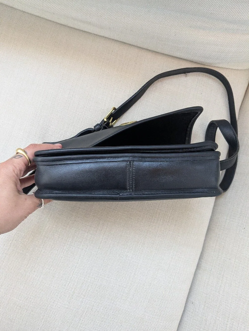 Vintage 90s Black Coach Compartment Bag 9850